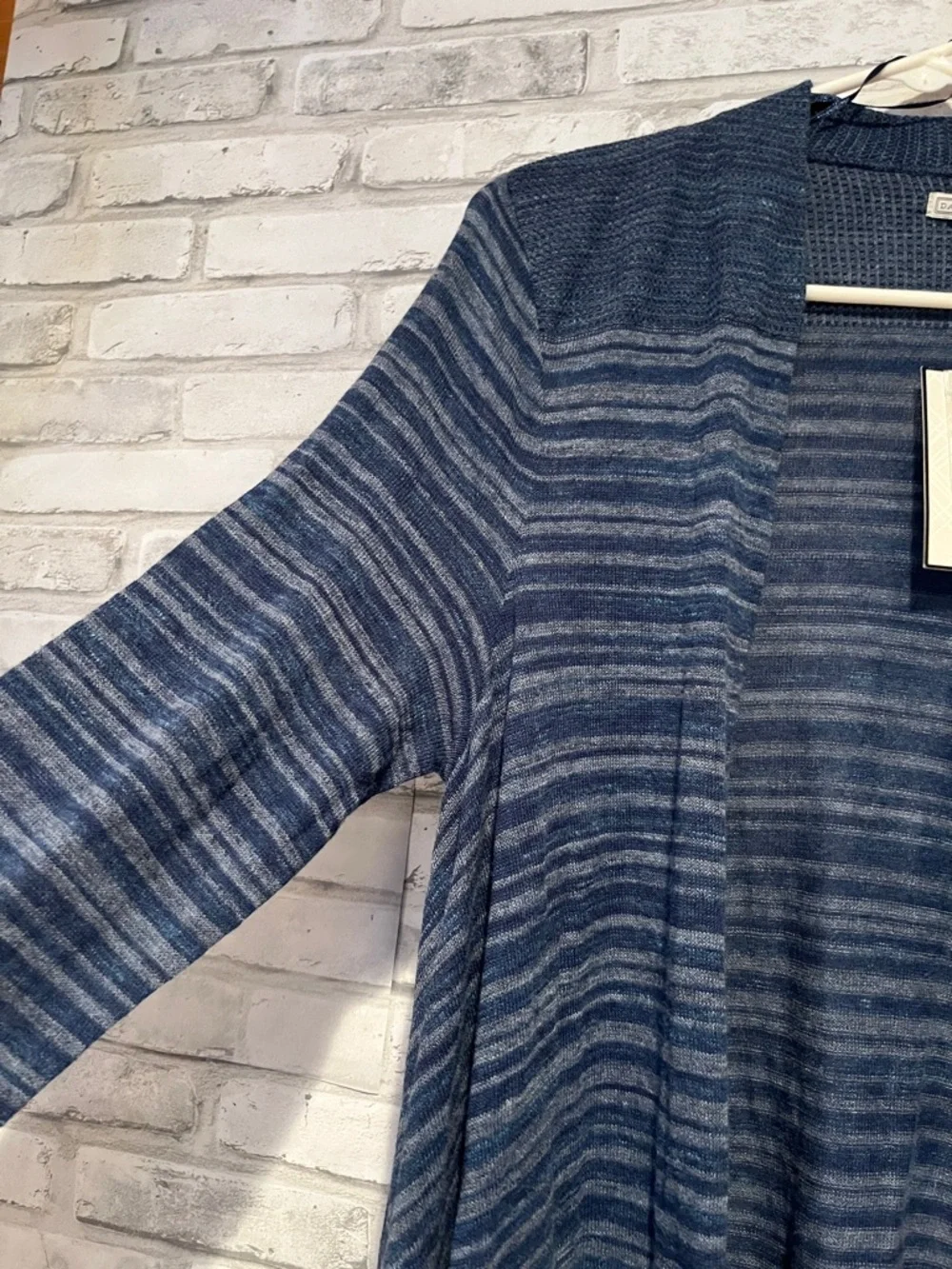 Dana Buchman Blue Striped Open Drape Cardigan new with tags XL sweater top